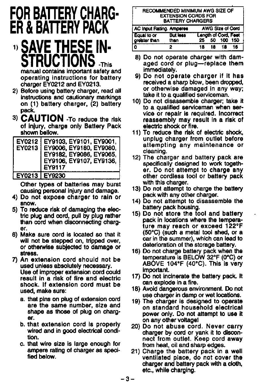 Caution | Panasonic EY6930 User Manual | Page 3 / 9