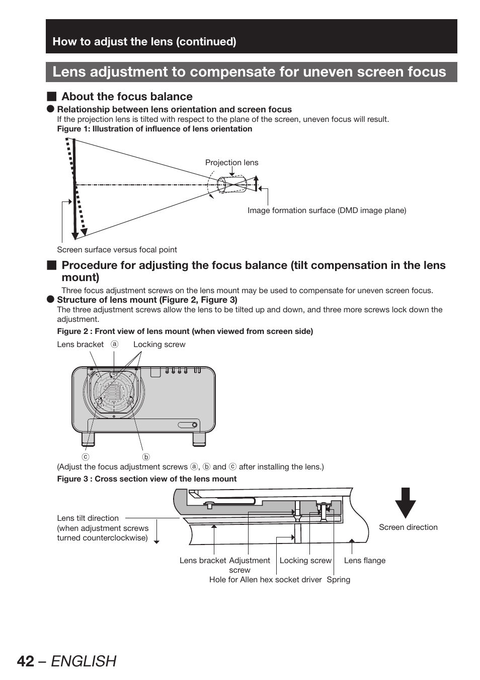 42 – english | Panasonic PT-D12000U User Manual | Page 42 / 138