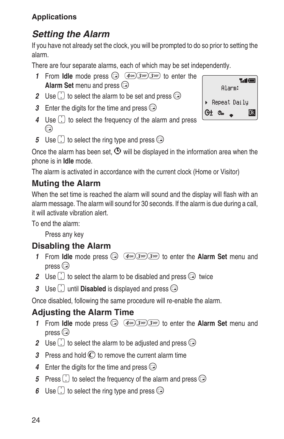 Setting the alarm | Panasonic EB-GD93 User Manual | Page 28 / 68