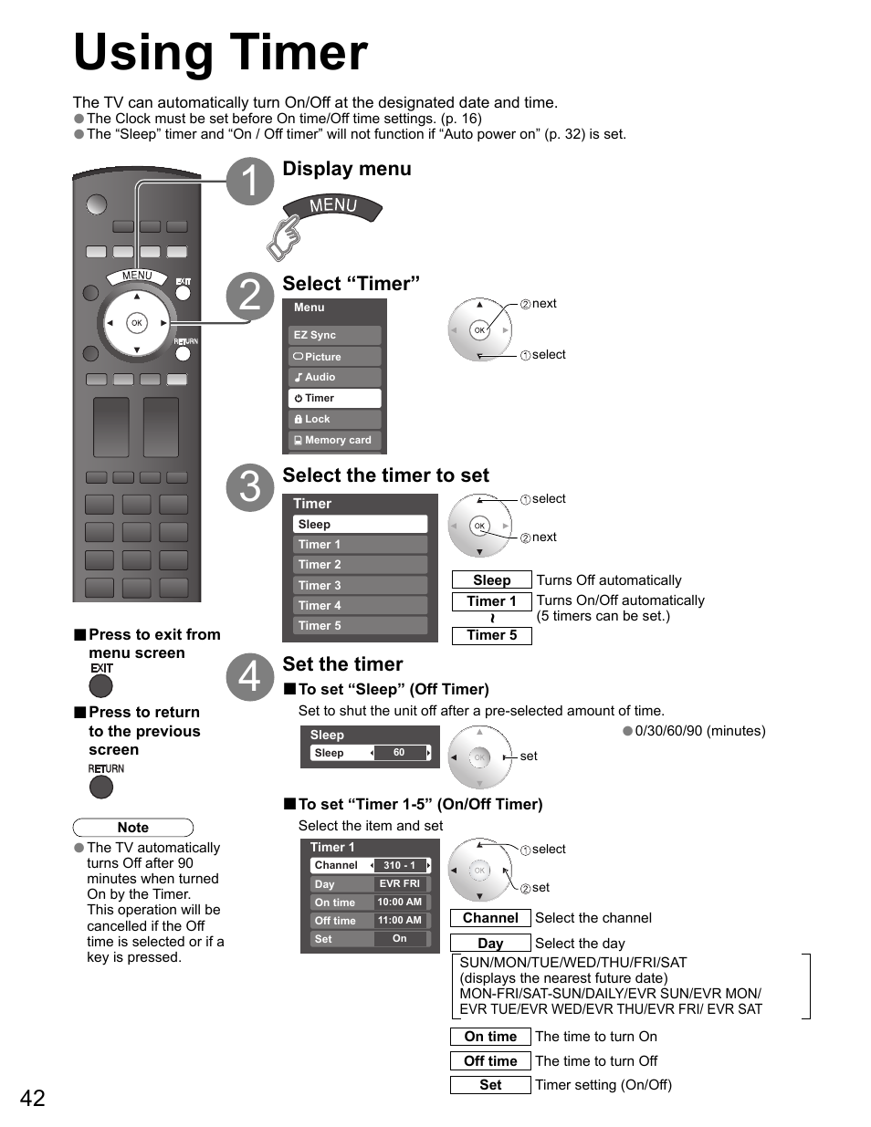 Using timer | Panasonic VIVA TH-65PZ750U User Manual | Page 42 / 73