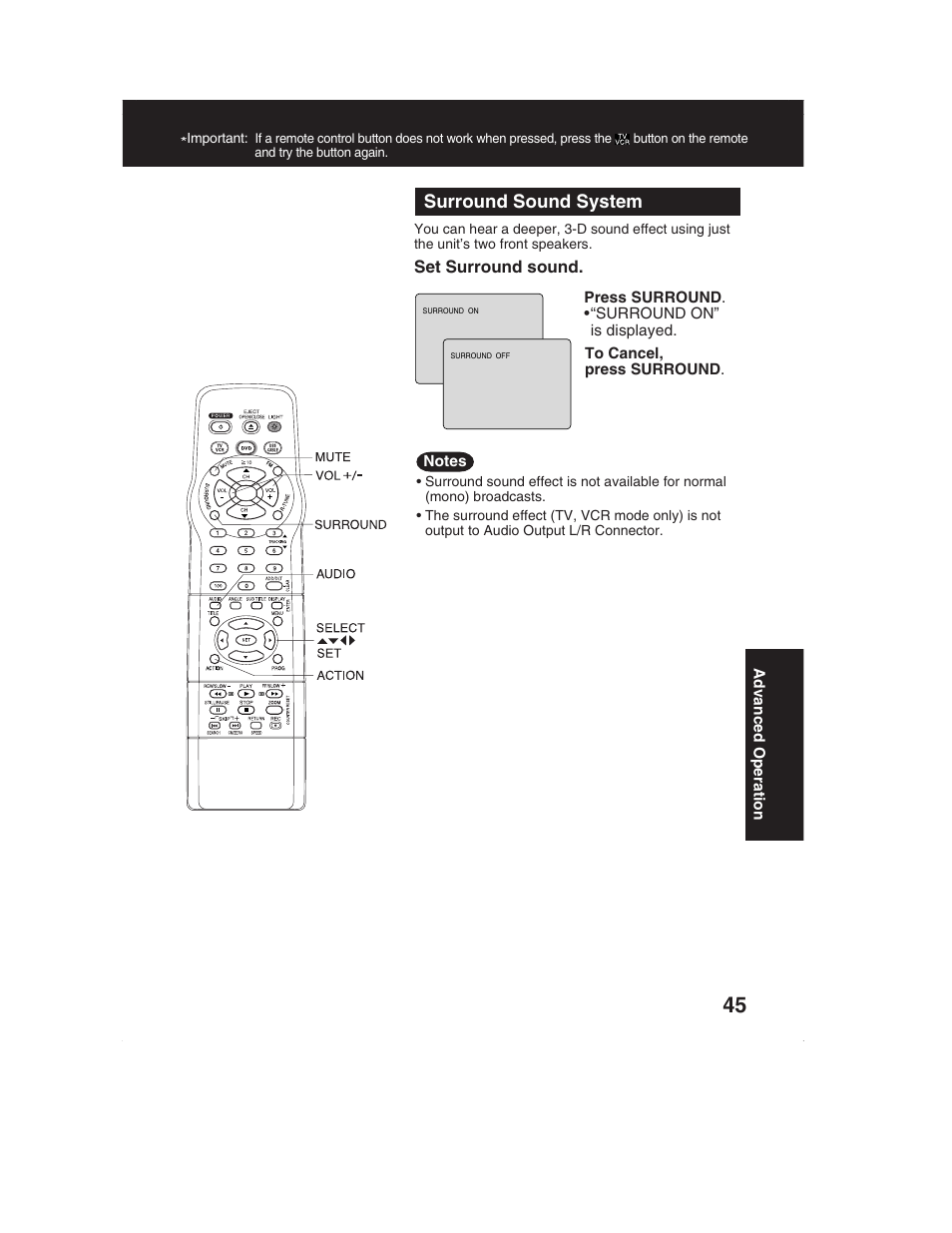 Surround sound system | Panasonic PV-DM2792 User Manual | Page 45 / 75