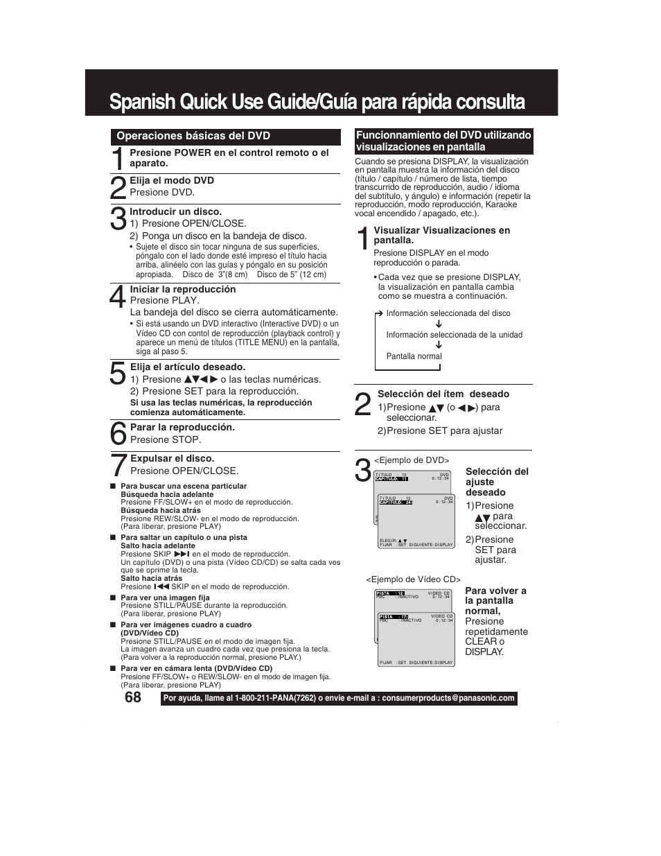 Spanish quick use guide/guía para rápida consulta | Panasonic PV-DM2792 User Manual | Page 67 / 75