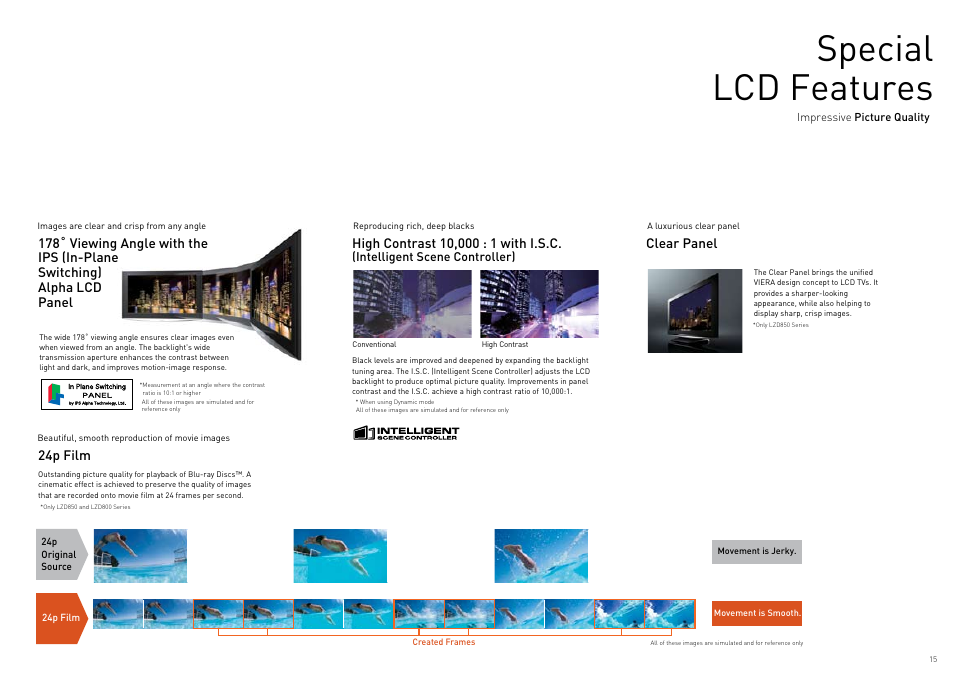 Special lcd features | Panasonic Viera TY-WK42PR4W User Manual | Page 15 / 52