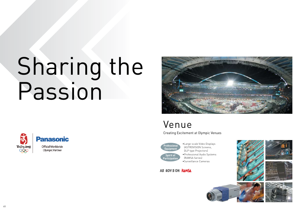Sharing the passion, Venue broadcast home | Panasonic Viera TY-WK42PR4W User Manual | Page 48 / 52