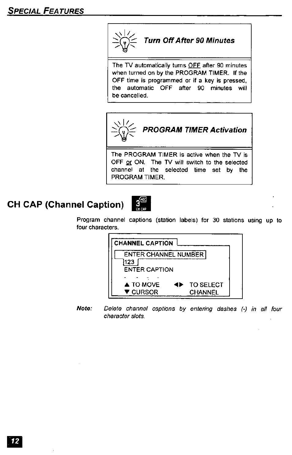 Ch cap (channel caption) | Panasonic CT-2771S User Manual | Page 12 / 32