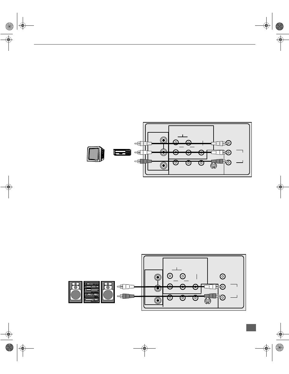 Program out connection (prog. out), Amplifier connection (to audio amp), Nstallation program out connection (prog. out) | Procedure, Audio adjustments | Panasonic CT 36SX31 User Manual | Page 14 / 58