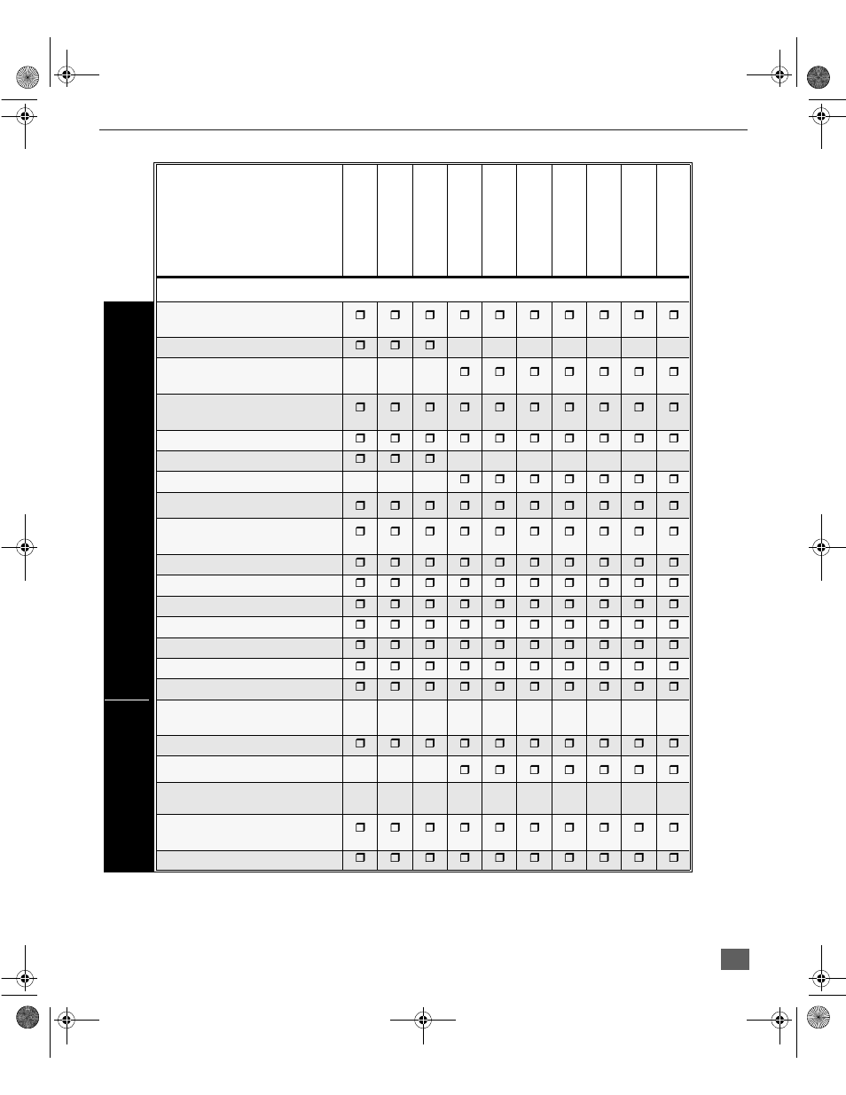 Tabla de comparacion de caracteristicas | Panasonic CT 36SX31 User Manual | Page 33 / 58