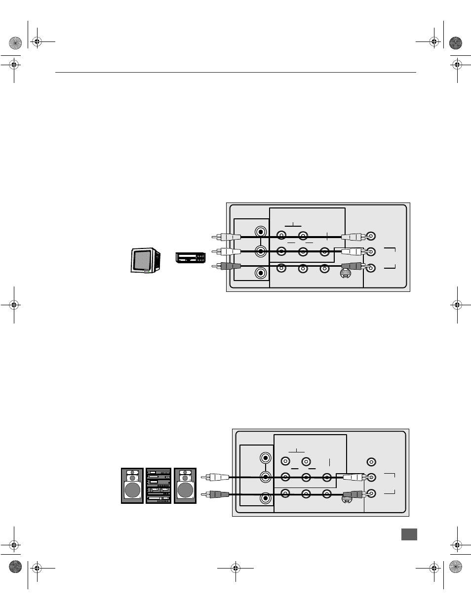 Conexion de salida del programa (prog. out), Sonido / to audio amp, Conexión de salida del programa (prog. out) | Onexiones, Quipo, Pcional, Procedimiento, Ajustes de sonido (audio) | Panasonic CT 36SX31 User Manual | Page 43 / 58