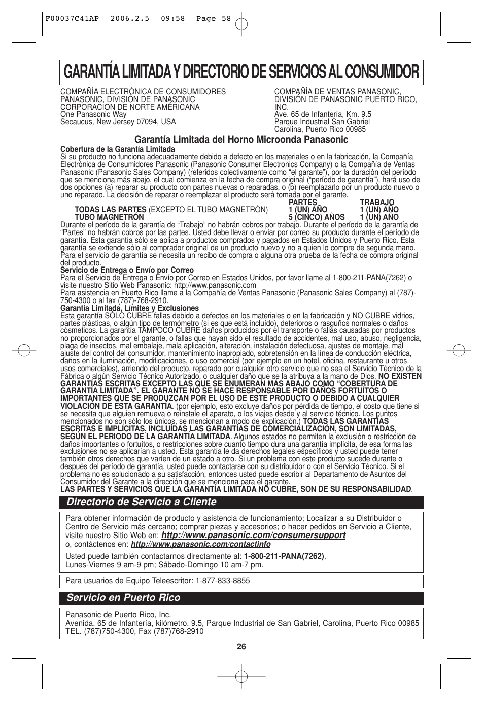 Panasonic T735 User Manual | Page 58 / 60