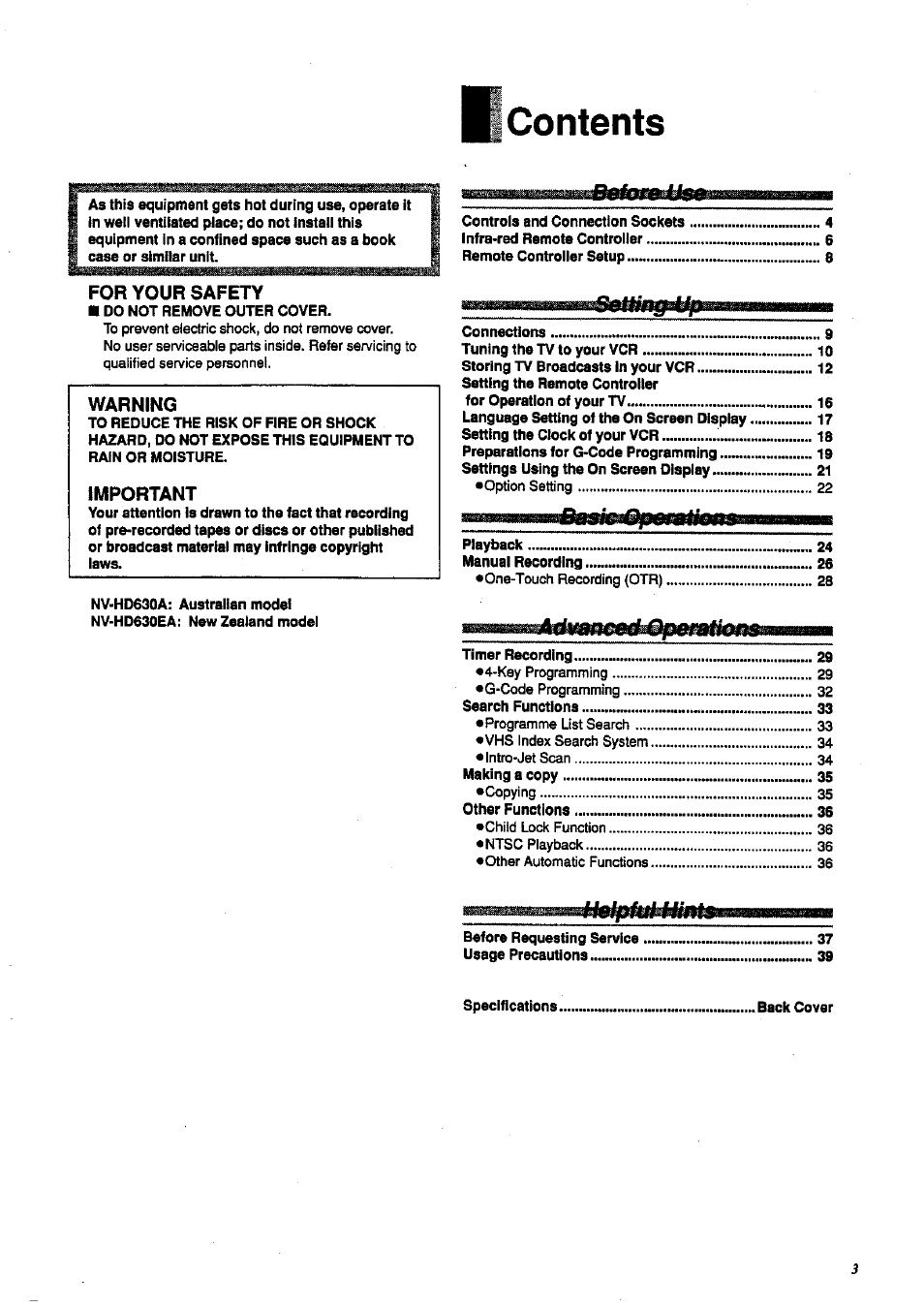 Panasonic NV-HD 630 User Manual | Page 3 / 40