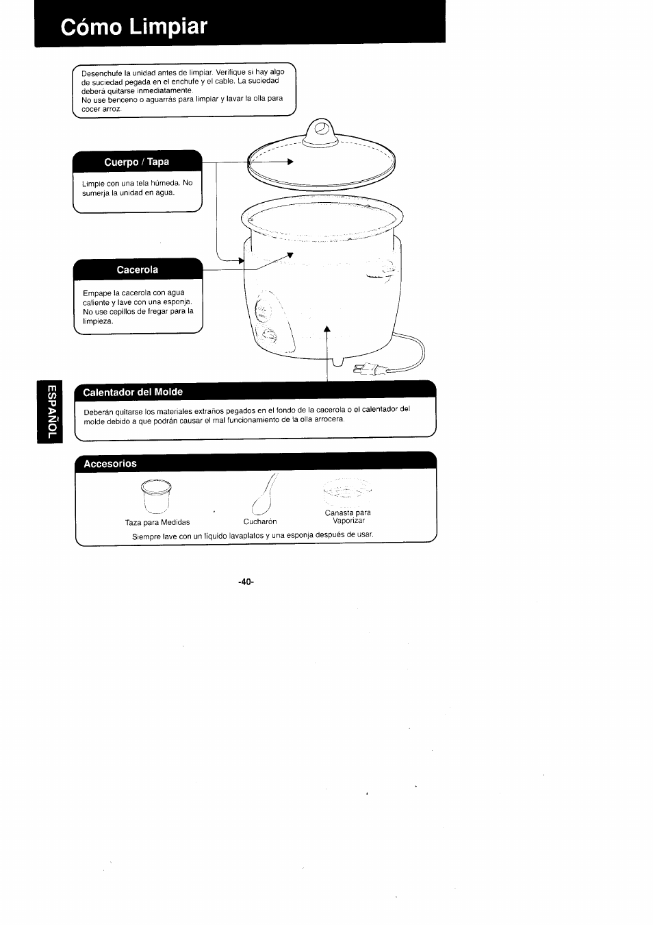 Panasonic Rice Cooker/Steamer SR'GO6FG/SR.G10FG/SR.GI8FG User Manual | Page 40 / 44