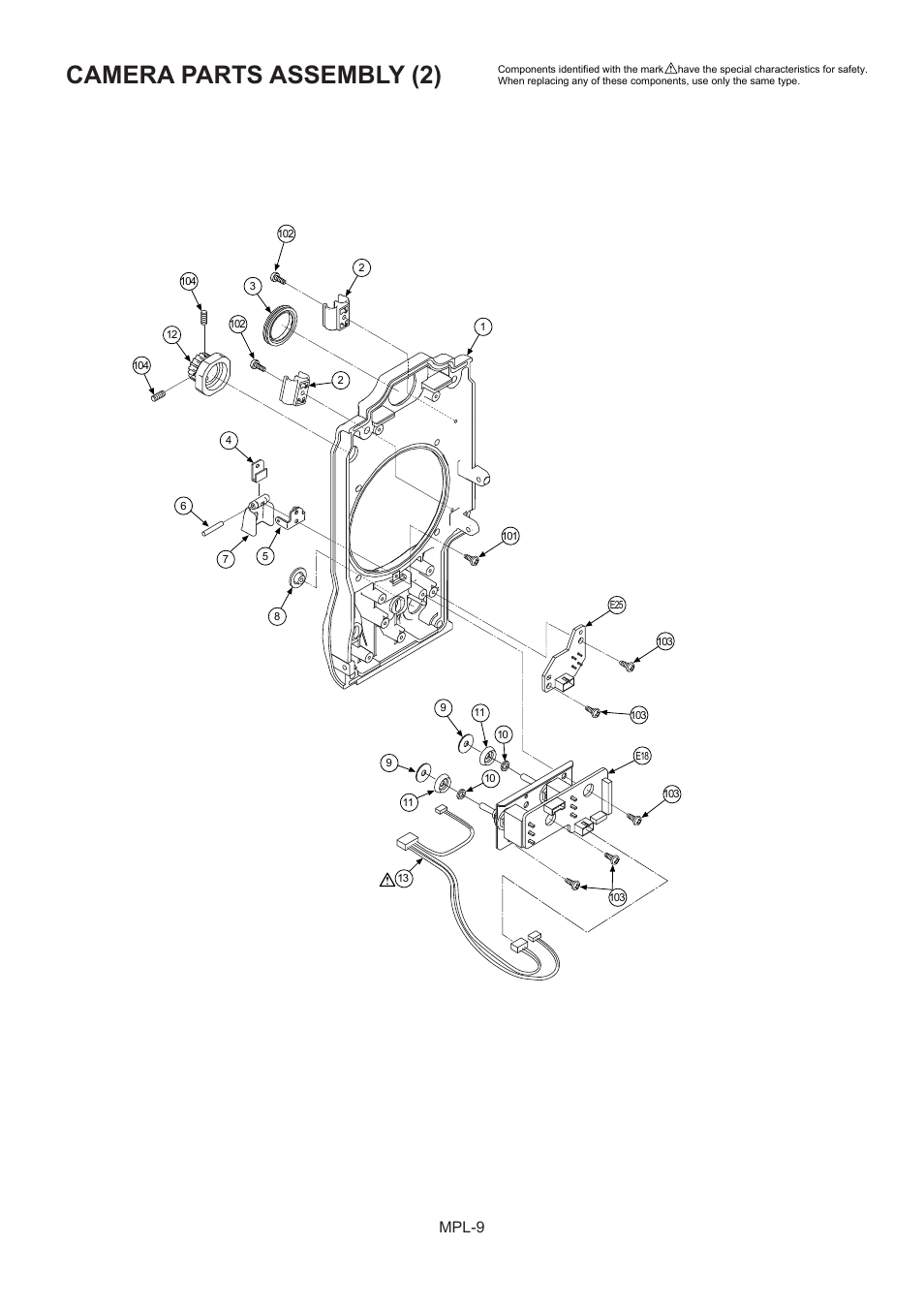 Camera parts assembly (2), Mpl-9 | Panasonic AG-HPX500MC User Manual | Page 10 / 23