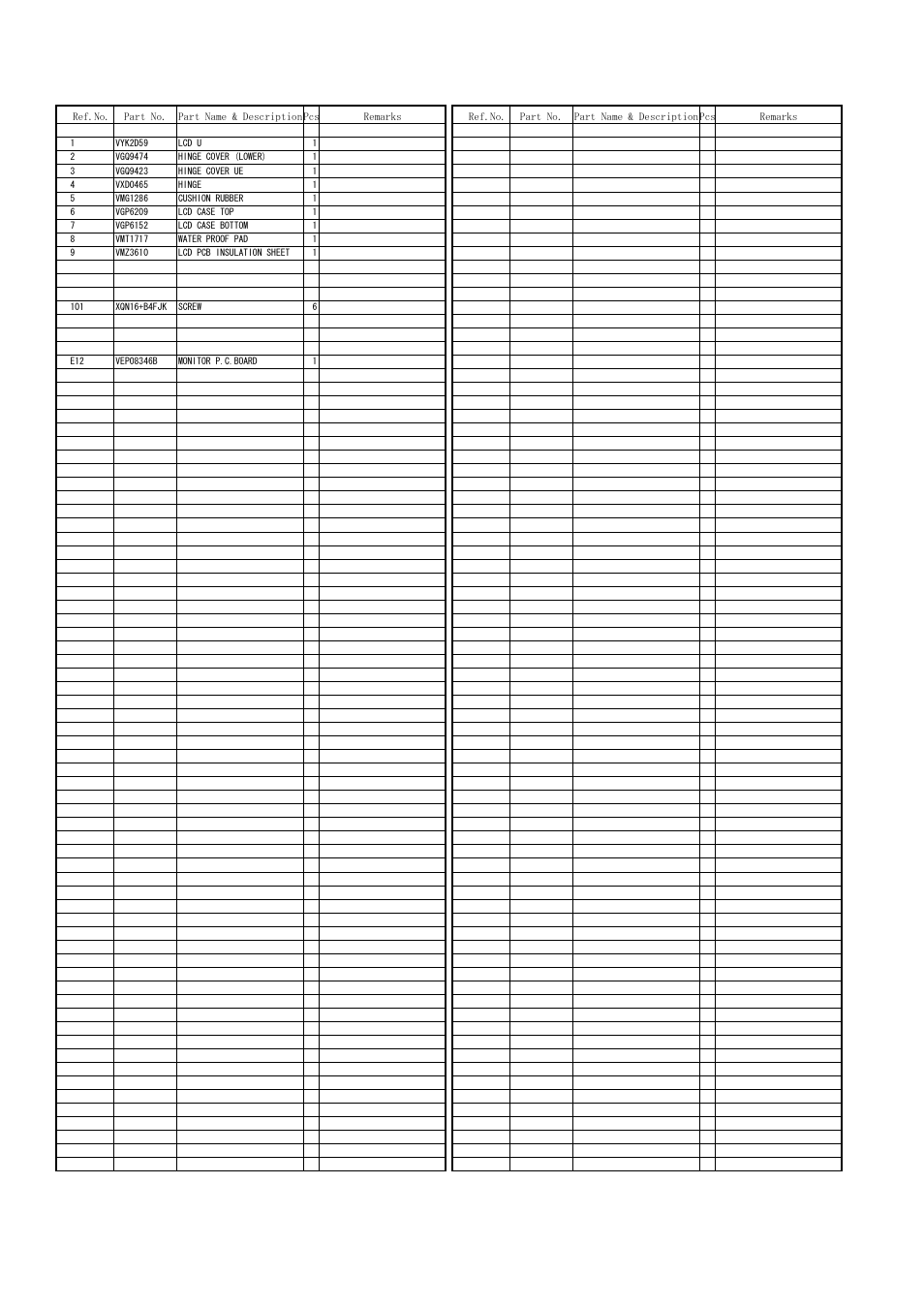 Lcd parts assembly, Mpl-18 | Panasonic AG-HPX500MC User Manual | Page 19 / 23