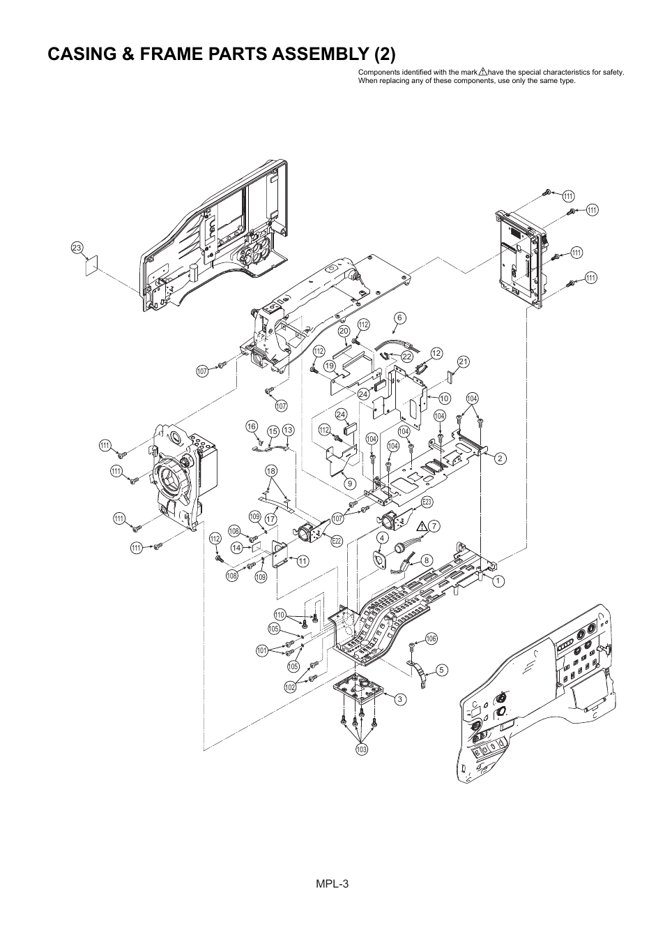 Casing & frame parts assembly (2), Mpl-3 | Panasonic AG-HPX500MC User Manual | Page 4 / 23