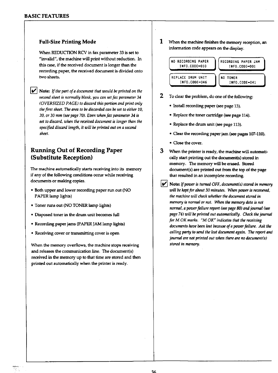 Full-size printing mode | Panasonic Panafax UF-766 User Manual | Page 43 / 142