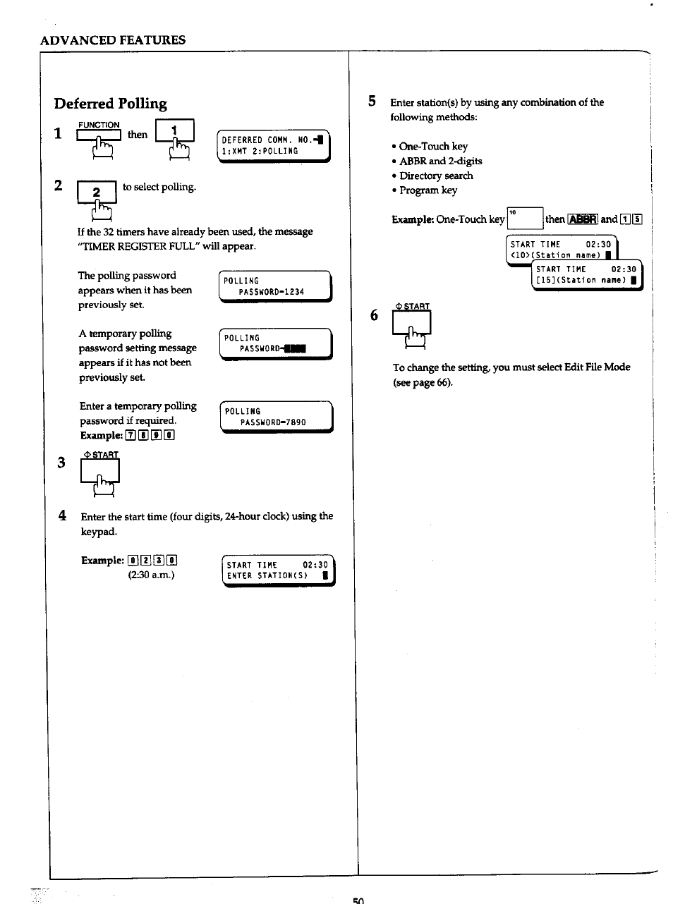 Then i abbfti and [tlftl, Deferred polling | Panasonic Panafax UF-766 User Manual | Page 57 / 142