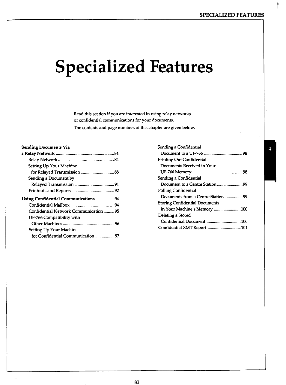 Specialized features | Panasonic Panafax UF-766 User Manual | Page 90 / 142