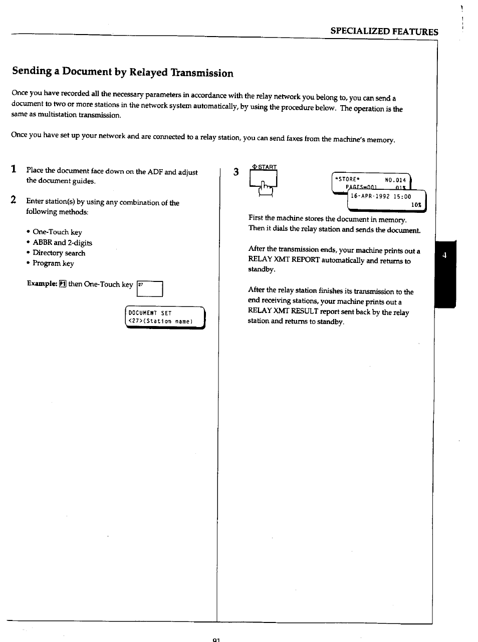 Sending a document by relayed transmission | Panasonic Panafax UF-766 User Manual | Page 98 / 142