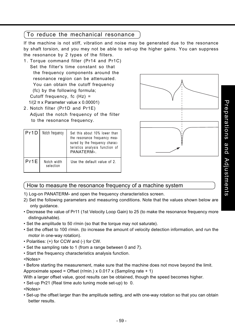 To reduce the mechanincal, Resonance ••••••••••••••••••••••••••• 59, Preparations and adjustments | Panasonic MDDDT5540 User Manual | Page 59 / 133