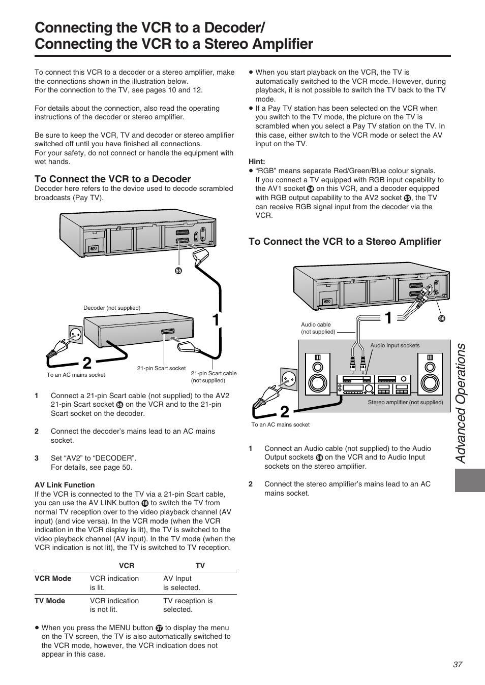 Adv anced oper ations | Panasonic NV-FJ710 Series User Manual | Page 37 / 58