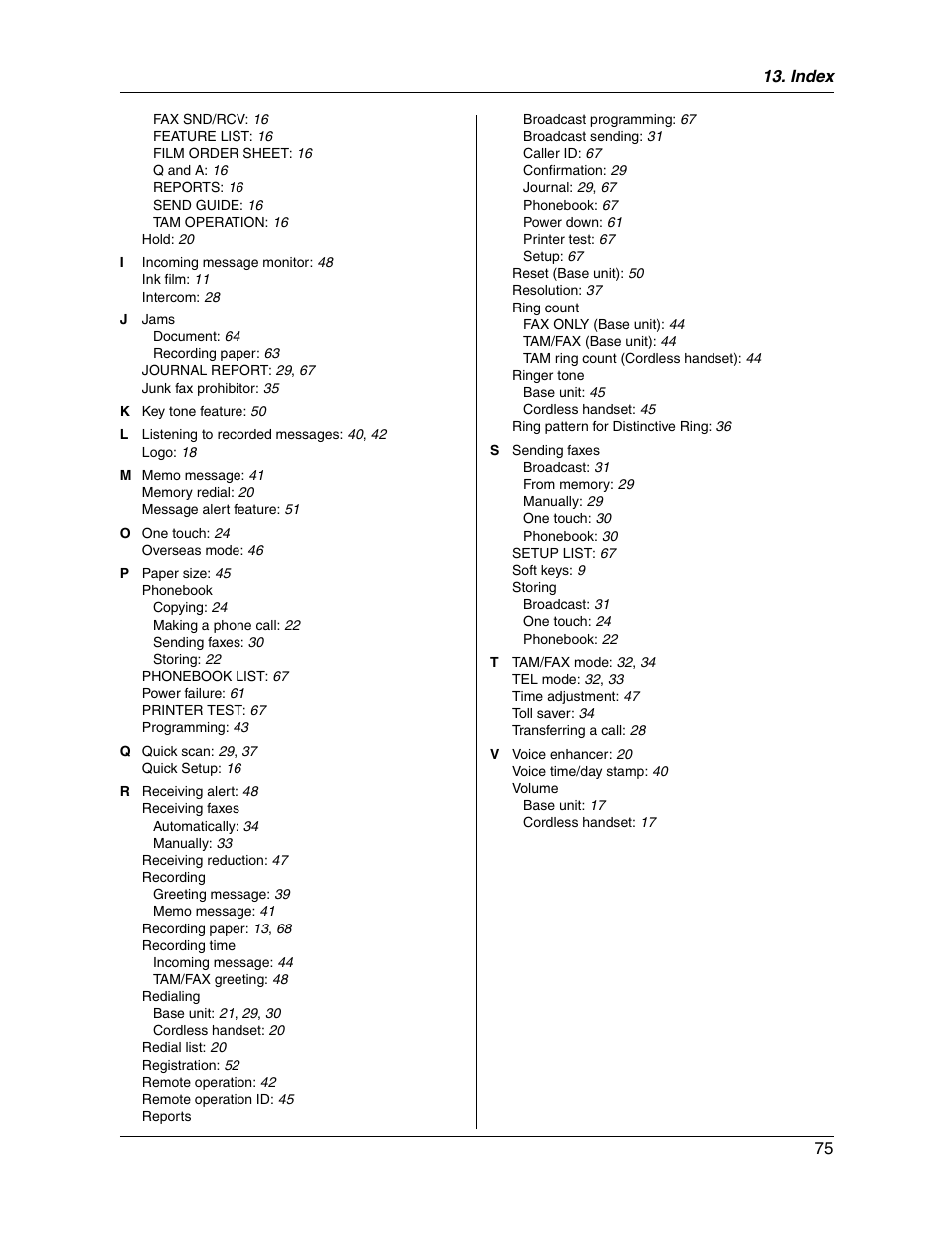 Panasonic KX-FG2451 User Manual | Page 75 / 76