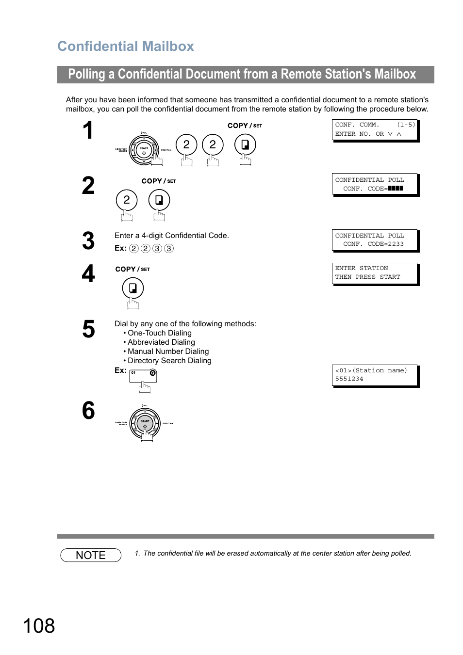 Confidential mailbox | Panasonic Panafax UF-5950 User Manual | Page 108 / 158