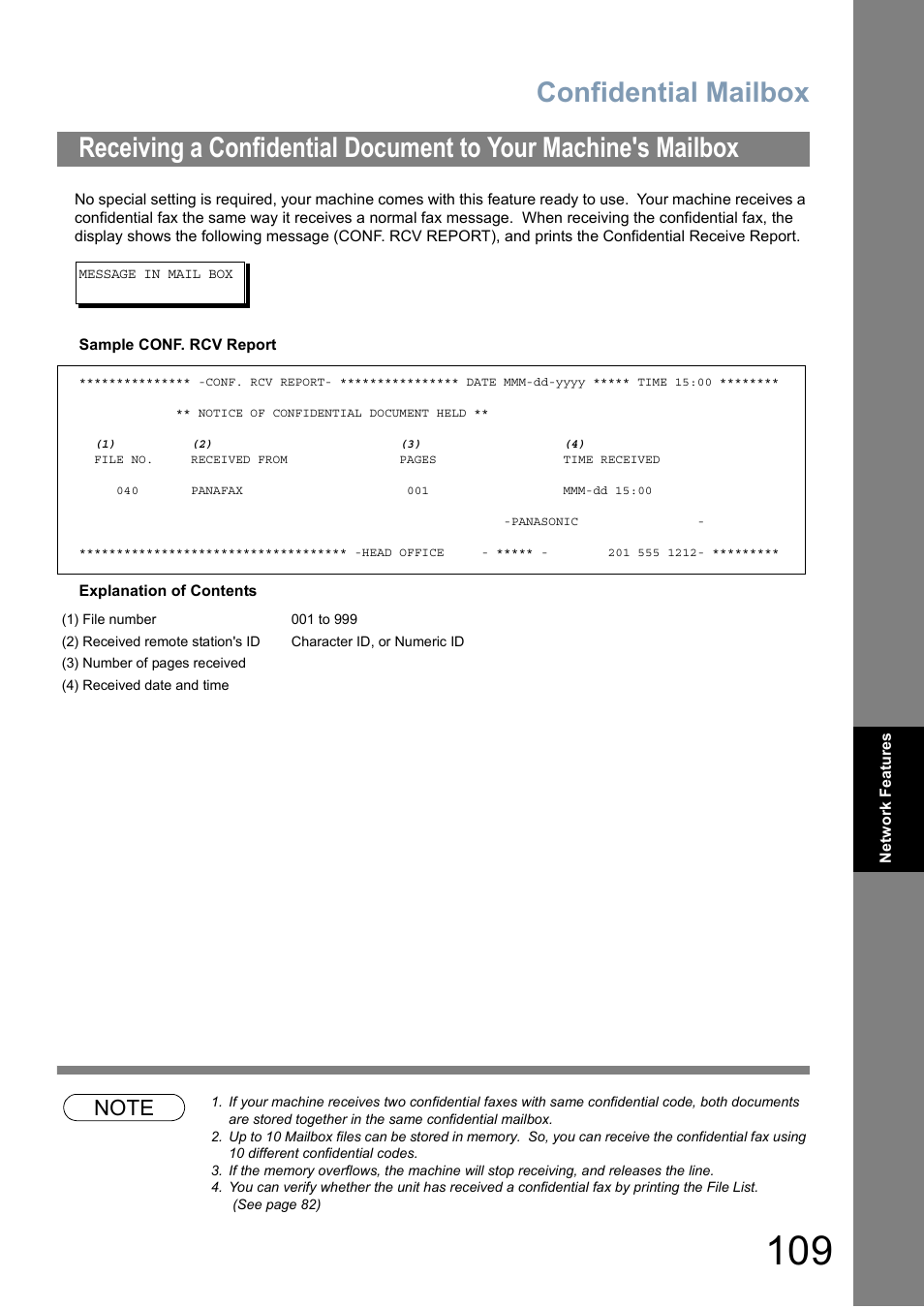 Confidential mailbox | Panasonic Panafax UF-5950 User Manual | Page 109 / 158