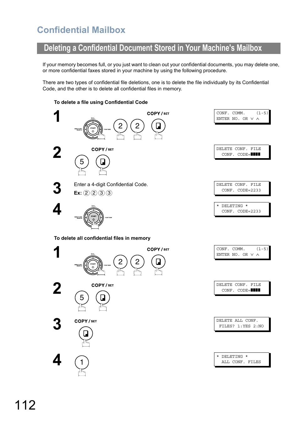 Confidential mailbox | Panasonic Panafax UF-5950 User Manual | Page 112 / 158