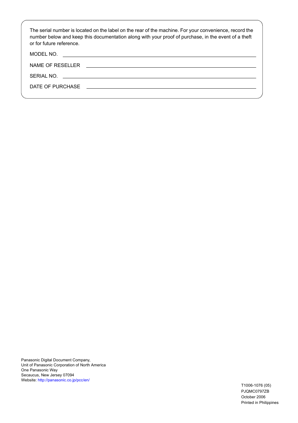 Panasonic Panafax UF-5950 User Manual | Page 158 / 158