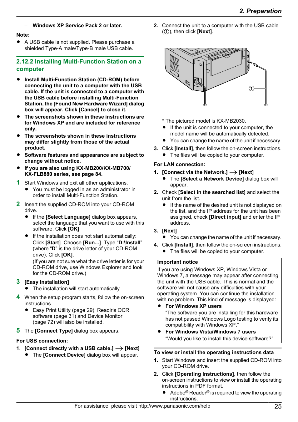 2 installing multi-function station on a computer, 25 2. preparation | Panasonic CM0310DY0-CD User Manual | Page 25 / 116