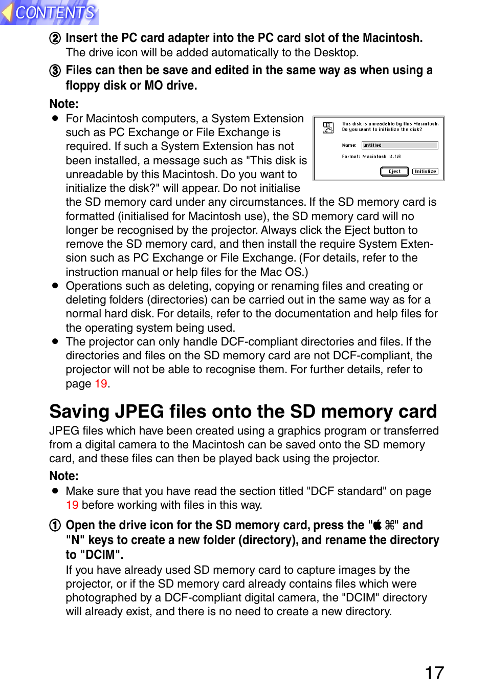 Saving jpeg files onto the sd memory card | Panasonic PT-L702SDE User Manual | Page 17 / 34