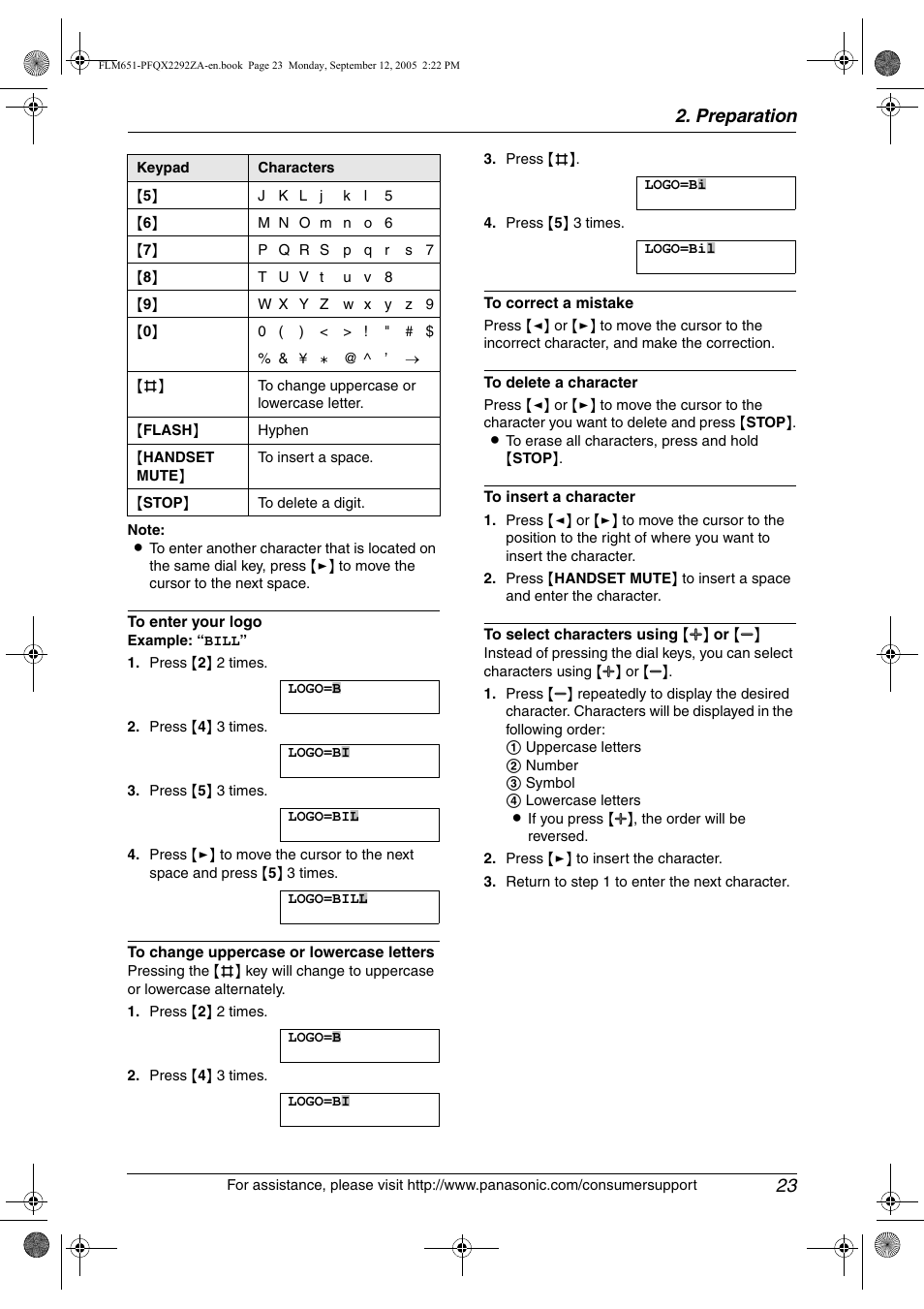 Preparation 23 | Panasonic KX-FLM651 User Manual | Page 25 / 90