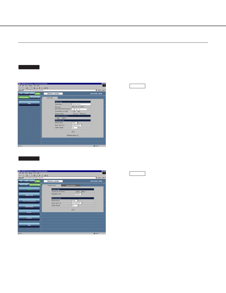 System settings, Advanced settings | Panasonic WV-NM100 User Manual | Page 62 / 74
