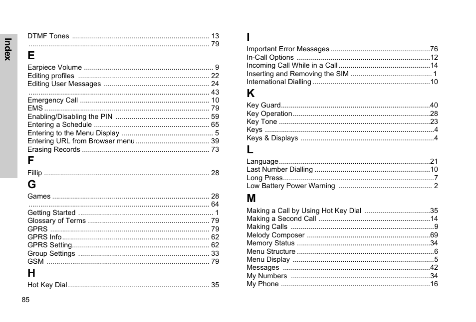 Panasonic GSM EB-G51M User Manual | Page 88 / 91