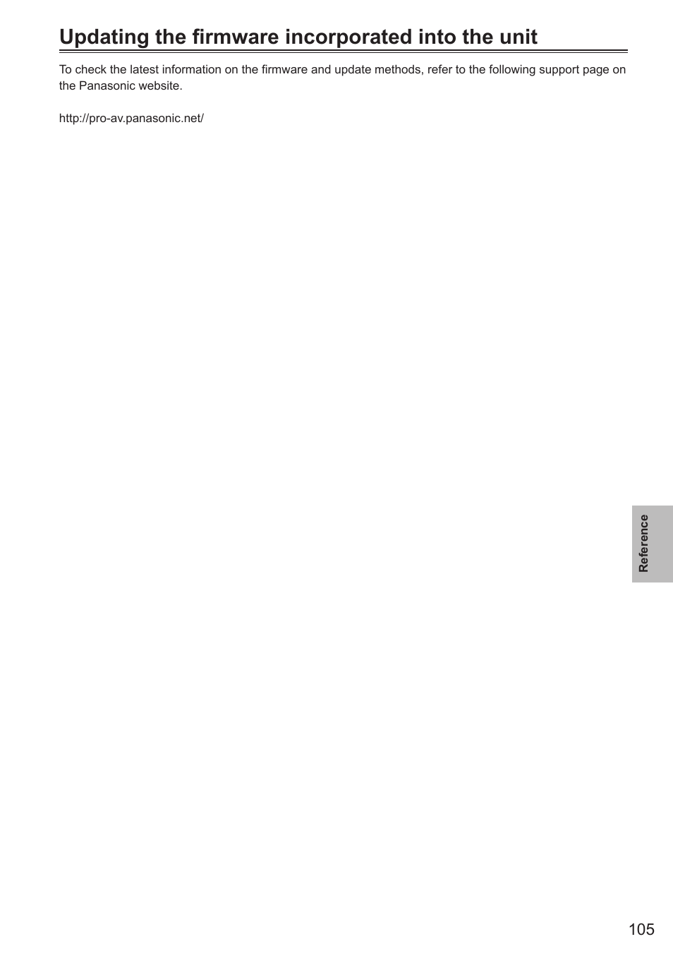 Updating the firmware incorporated into the unit, Updating the firmware incorporated into the, Unit | Panasonic AG-AC160AEN User Manual | Page 105 / 110
