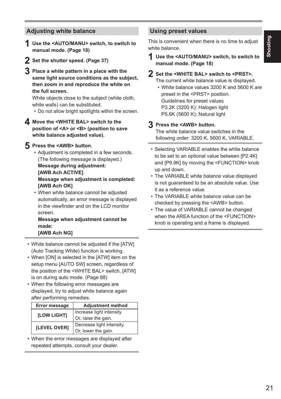 Panasonic AG-AC160AEN User Manual | Page 21 / 110