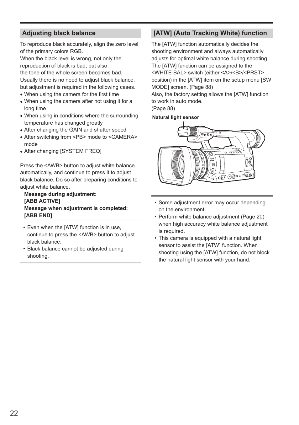 Panasonic AG-AC160AEN User Manual | Page 22 / 110