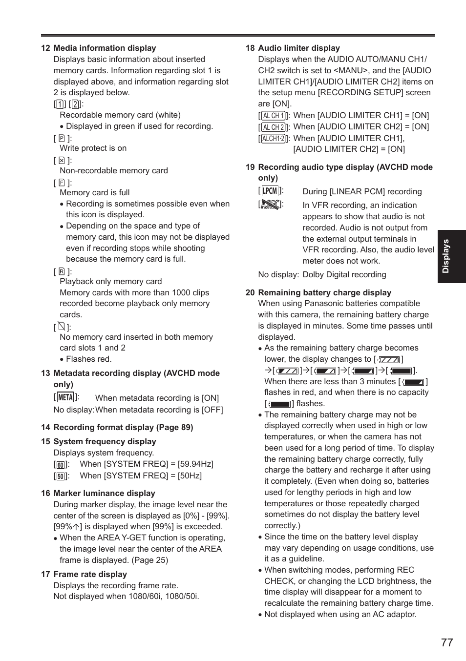 Panasonic AG-AC160AEN User Manual | Page 77 / 110