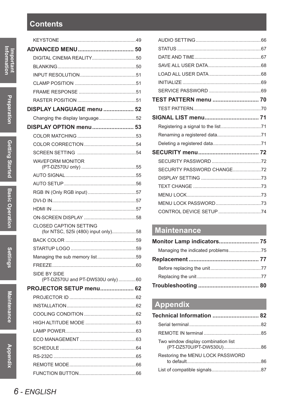 Panasonic TQBJ0349 User Manual | Page 6 / 95