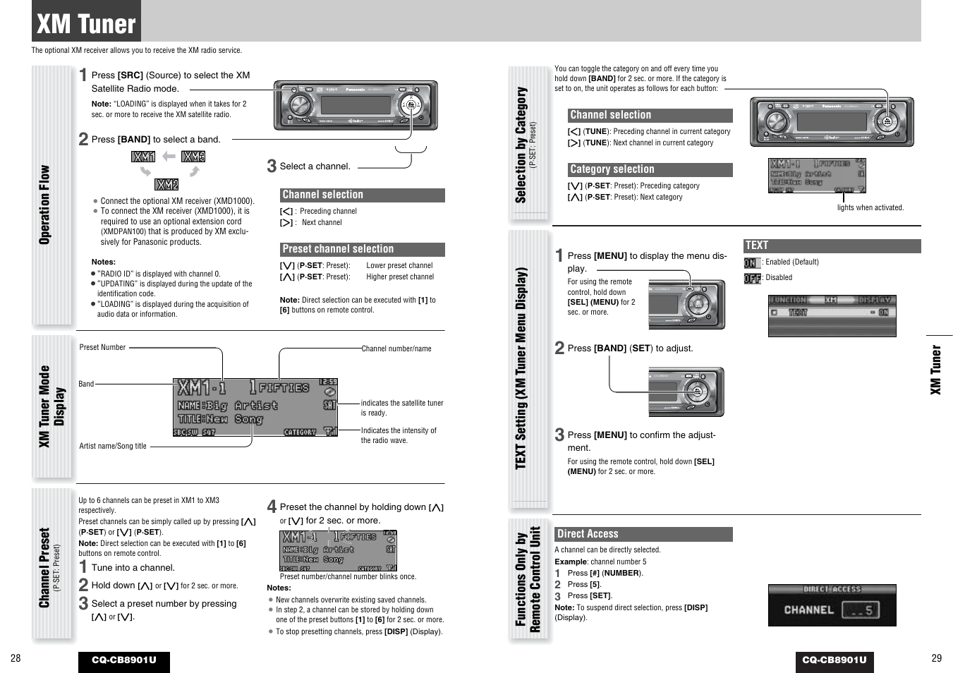 Xm tuner | Panasonic CQ-CB8901U User Manual | Page 15 / 28