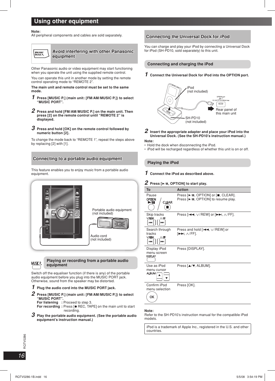 Using other equipment | Panasonic SB-WAK770 User Manual | Page 16 / 24