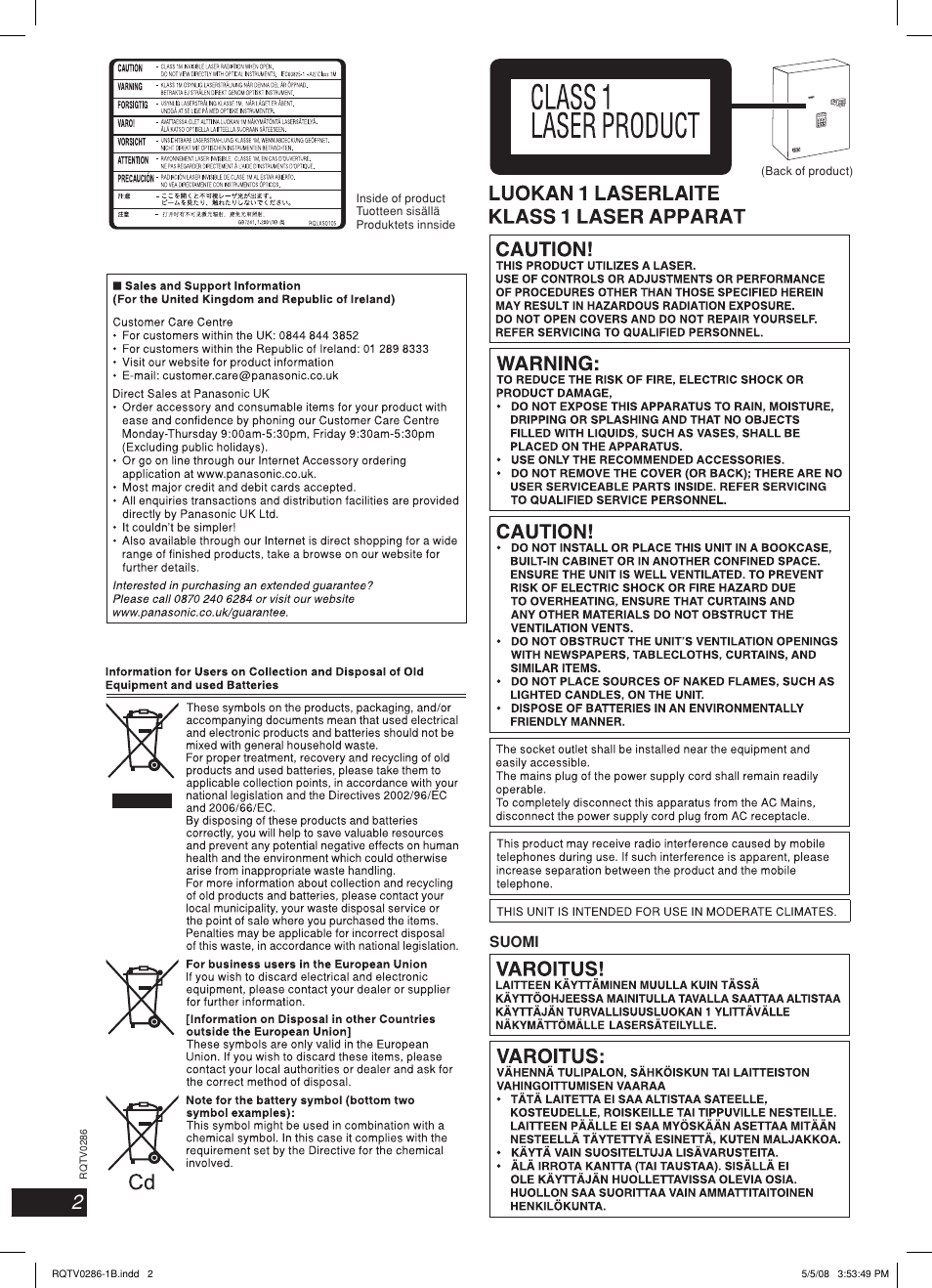 Panasonic SB-WAK770 User Manual | Page 2 / 24