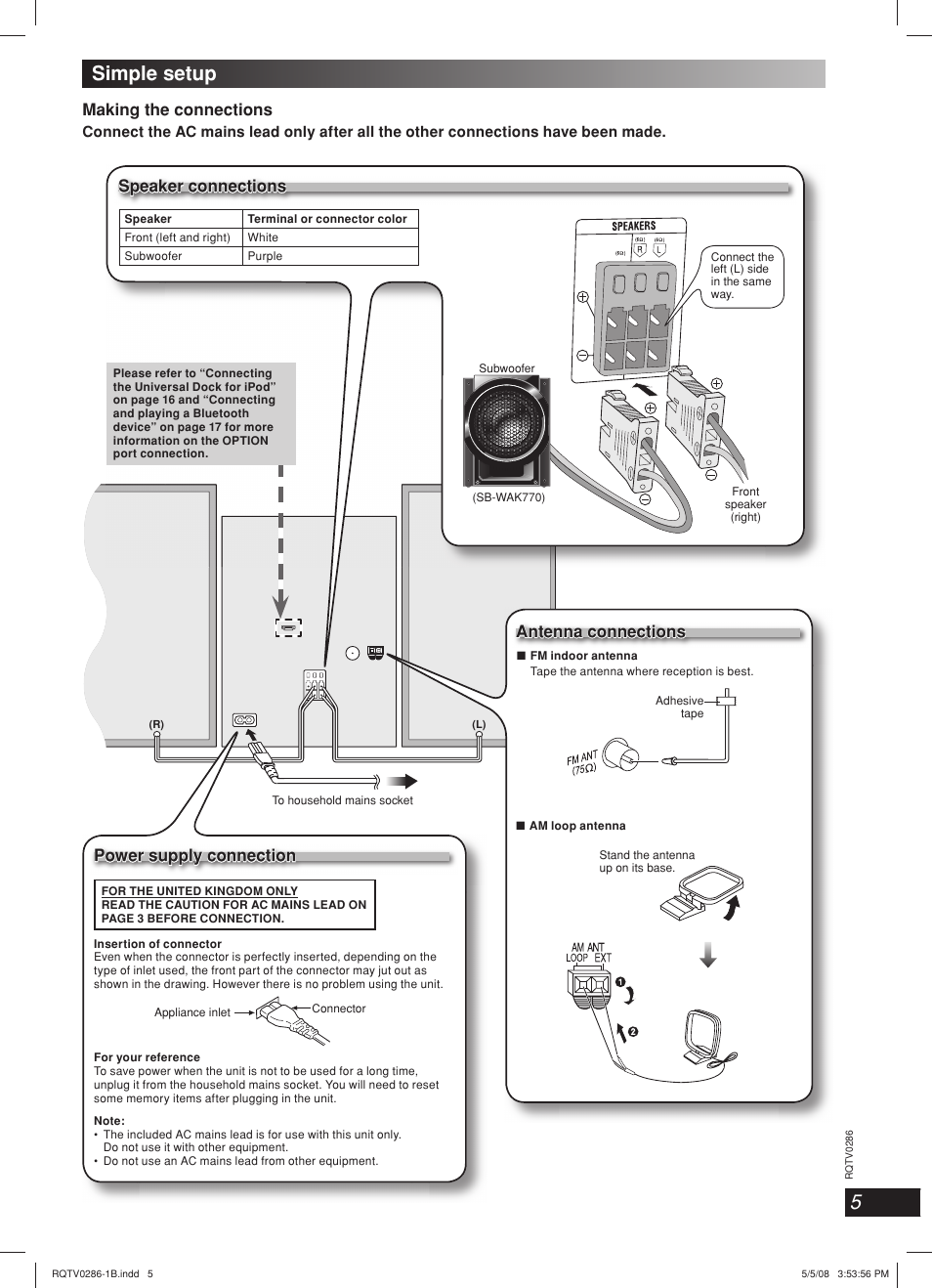 Simple setup | Panasonic SB-WAK770 User Manual | Page 5 / 24