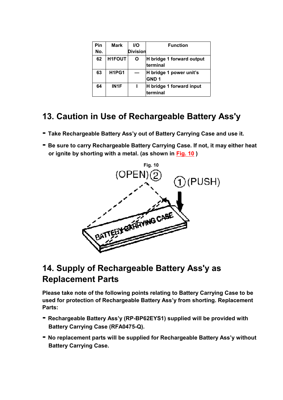 Caution in use of rechargeable battery ass'y | Panasonic SJ-MJ88 User Manual | Page 56 / 62