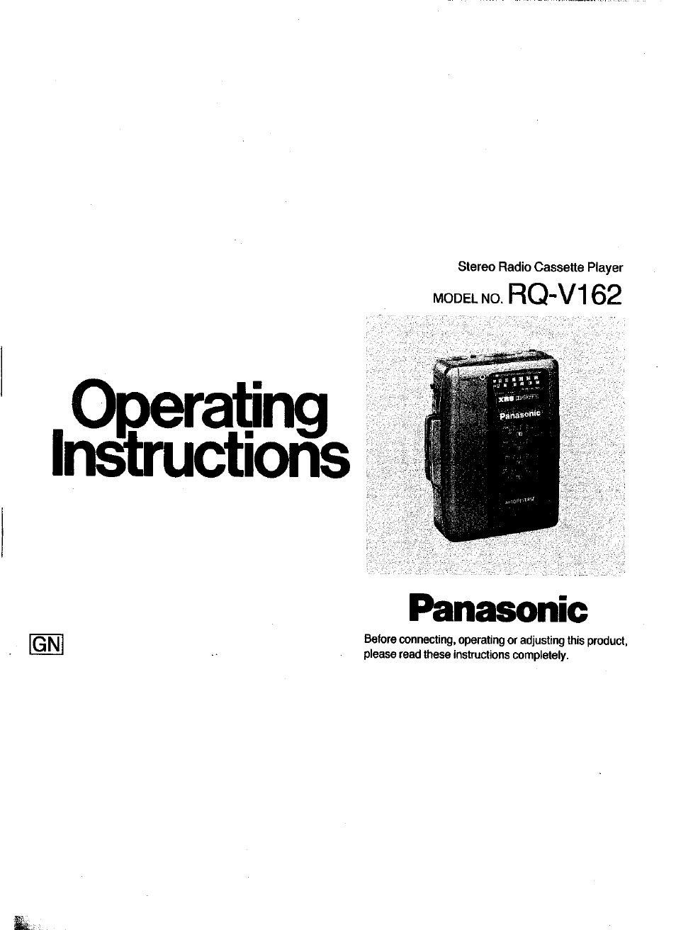 Panasonic RQV162 User Manual | 13 pages