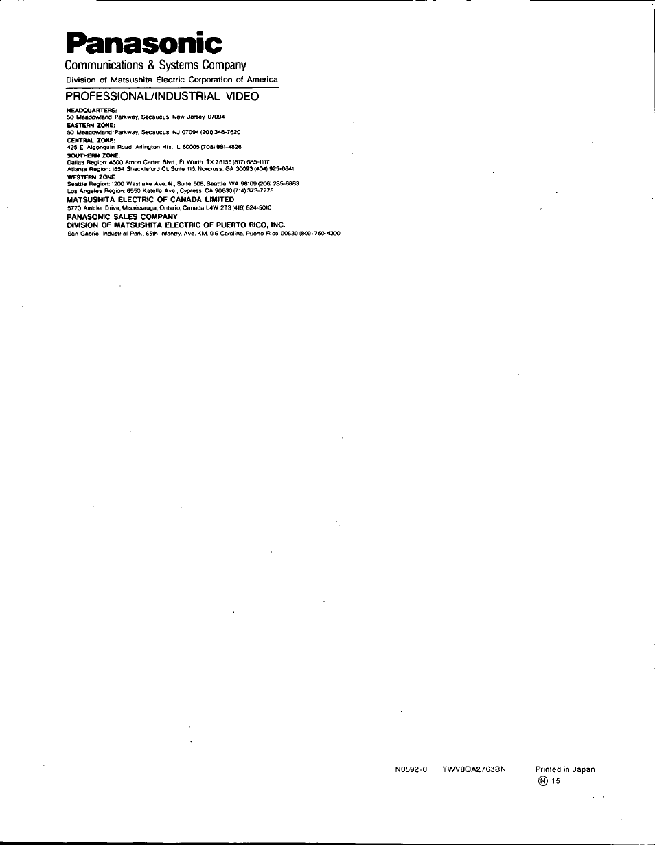 Panasonic | Panasonic WJ-MX50 User Manual | Page 40 / 40