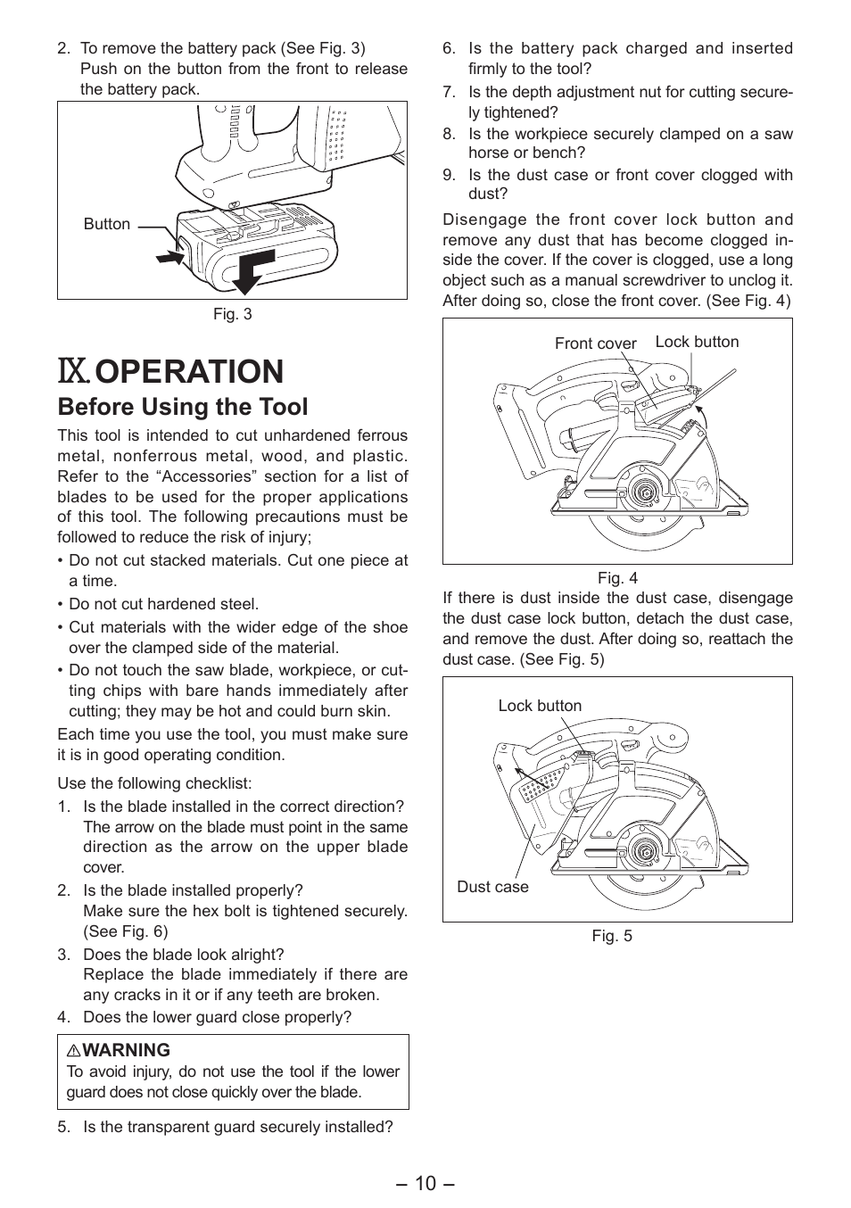 Operation, Before using the tool | Panasonic EY4542 User Manual | Page 10 / 63