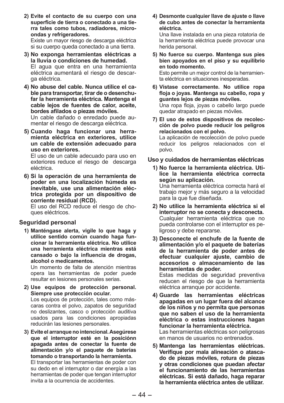 Panasonic EY4542 User Manual | Page 44 / 63