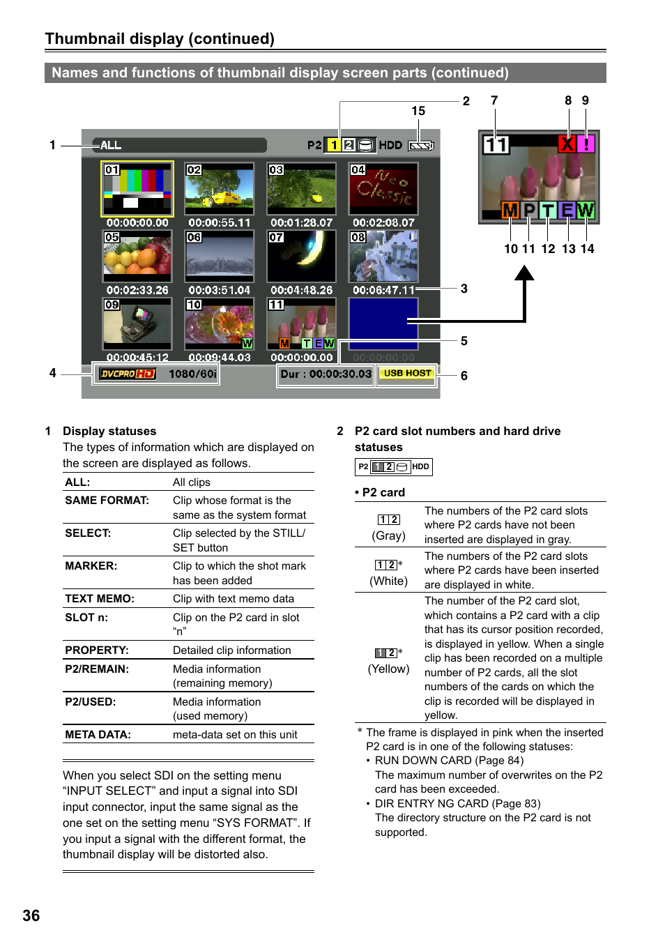 6 thumbnail display (continued) | Panasonic AG-HPG20P User Manual | Page 36 / 120
