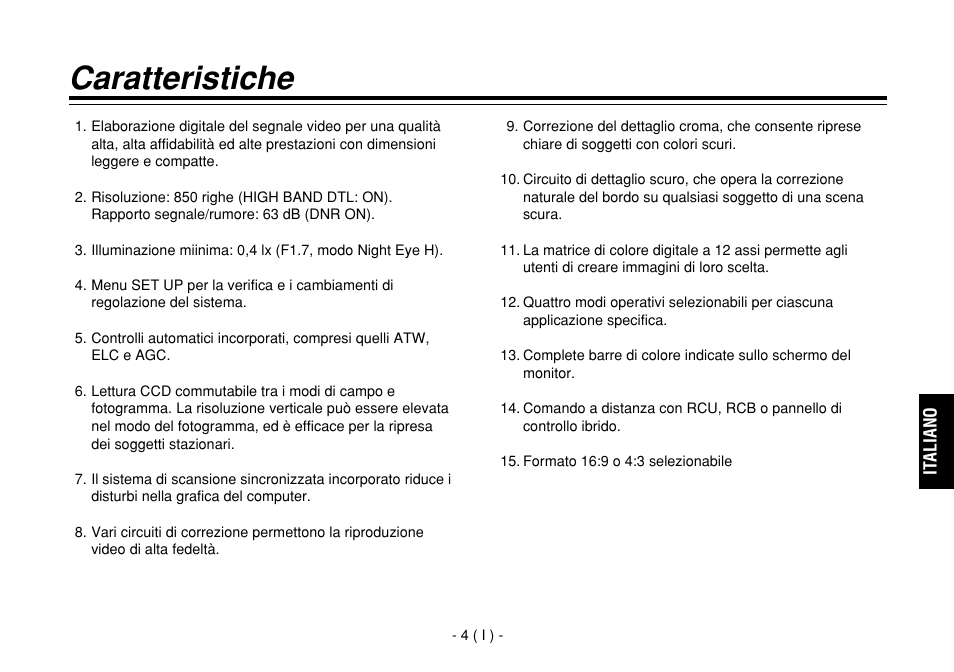 Caratteristiche | Panasonic AW-E860L User Manual | Page 179 / 292